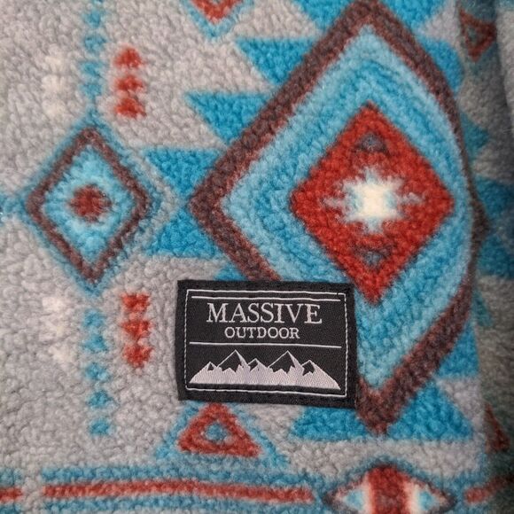 Massive Outdoor Men's Fleece Sweatshirt Multi 2XL Aztec Southwest Polyester - Picture 4 of 13
